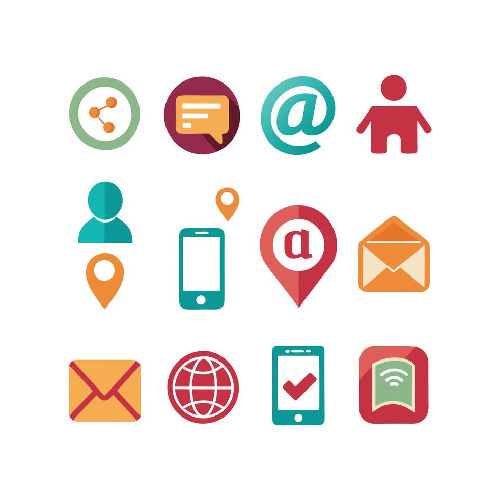 Contact Icon Set Collection Illustration vector