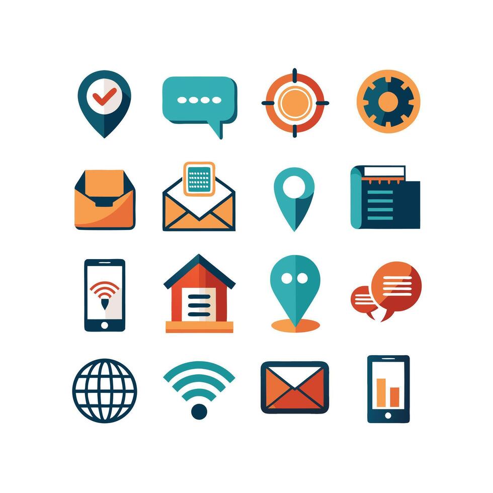 Contact Icon Set Collection Illustration vector