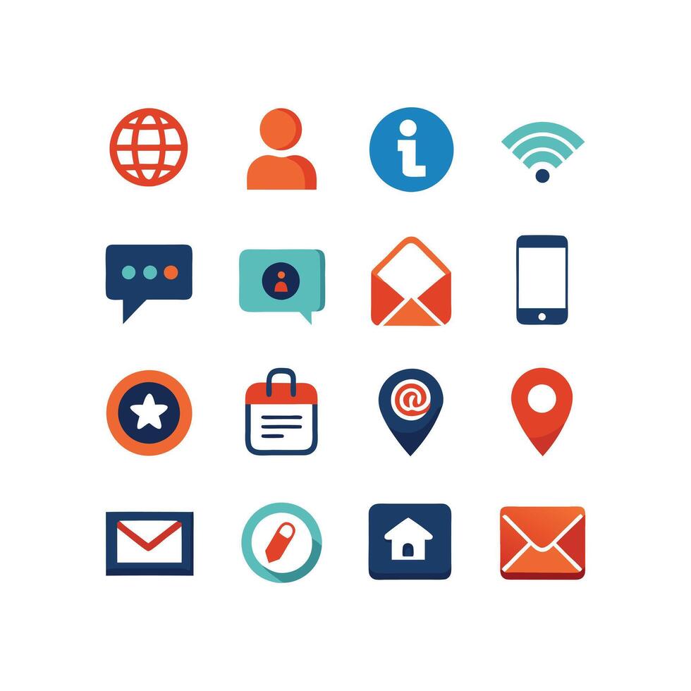 Contact Icon Set Collection Illustration vector