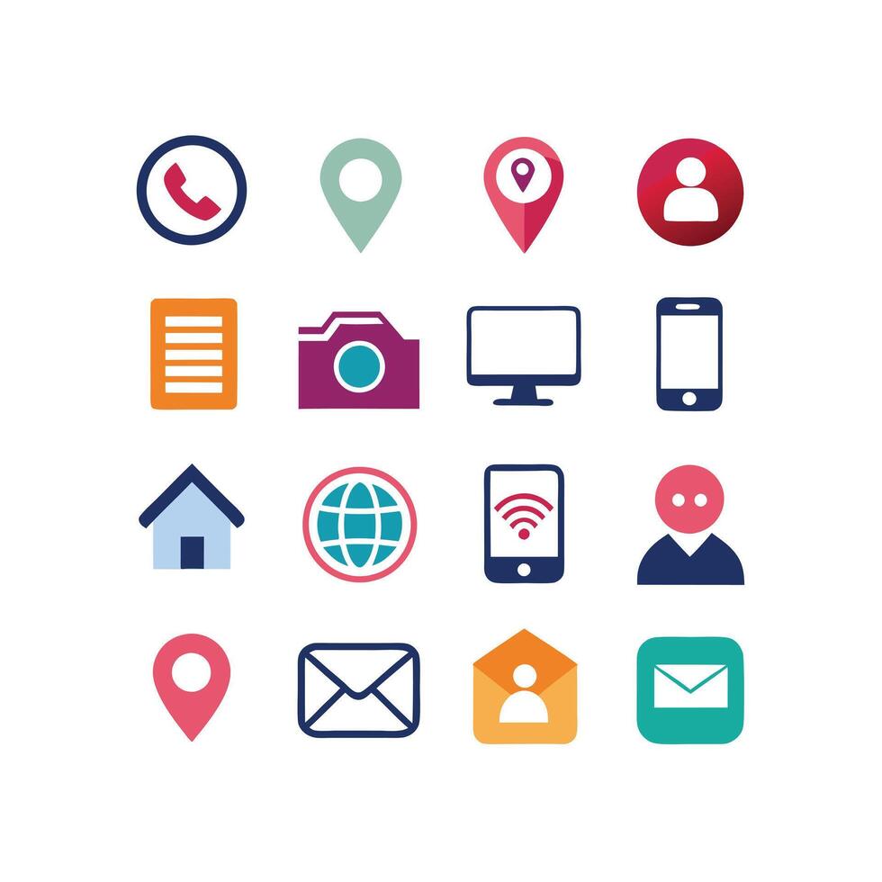 Contact Icon Set Collection Illustration vector