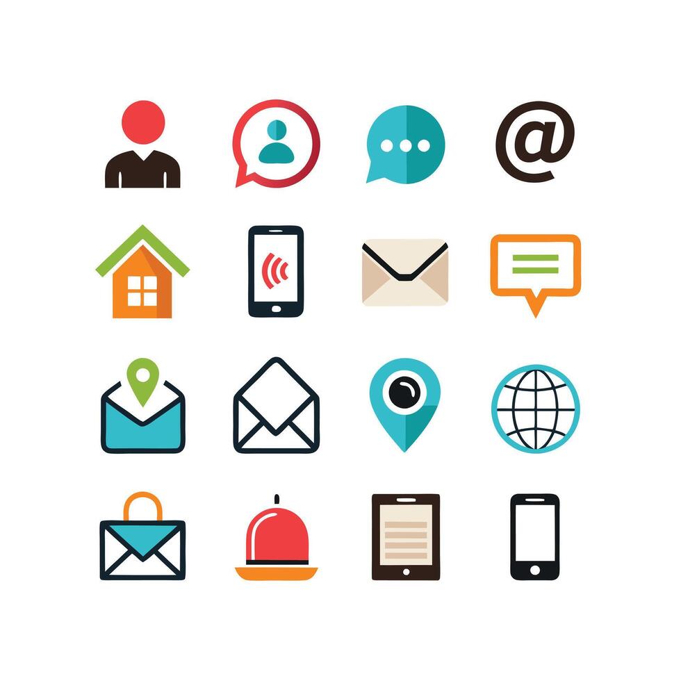 Contact Icon Set Collection Illustration vector