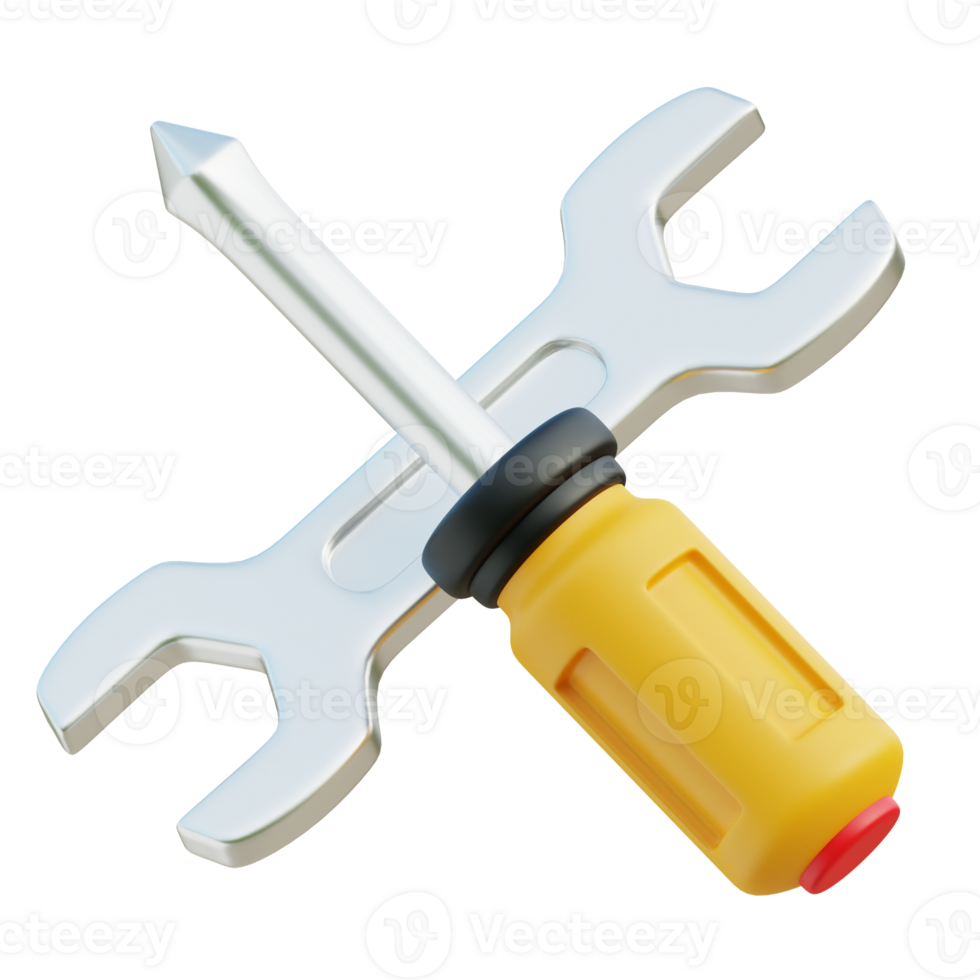 Wrench and Screwdriver 3D icon png