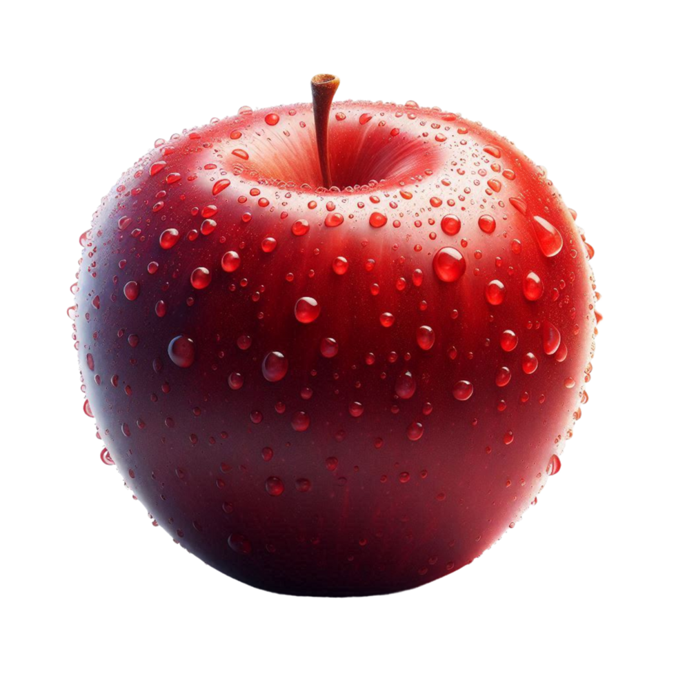 red apple with water droplets on it png