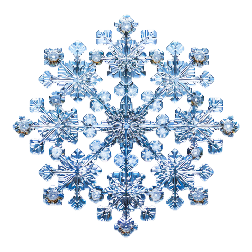 Delicate snowflake with intricate ice patterns png