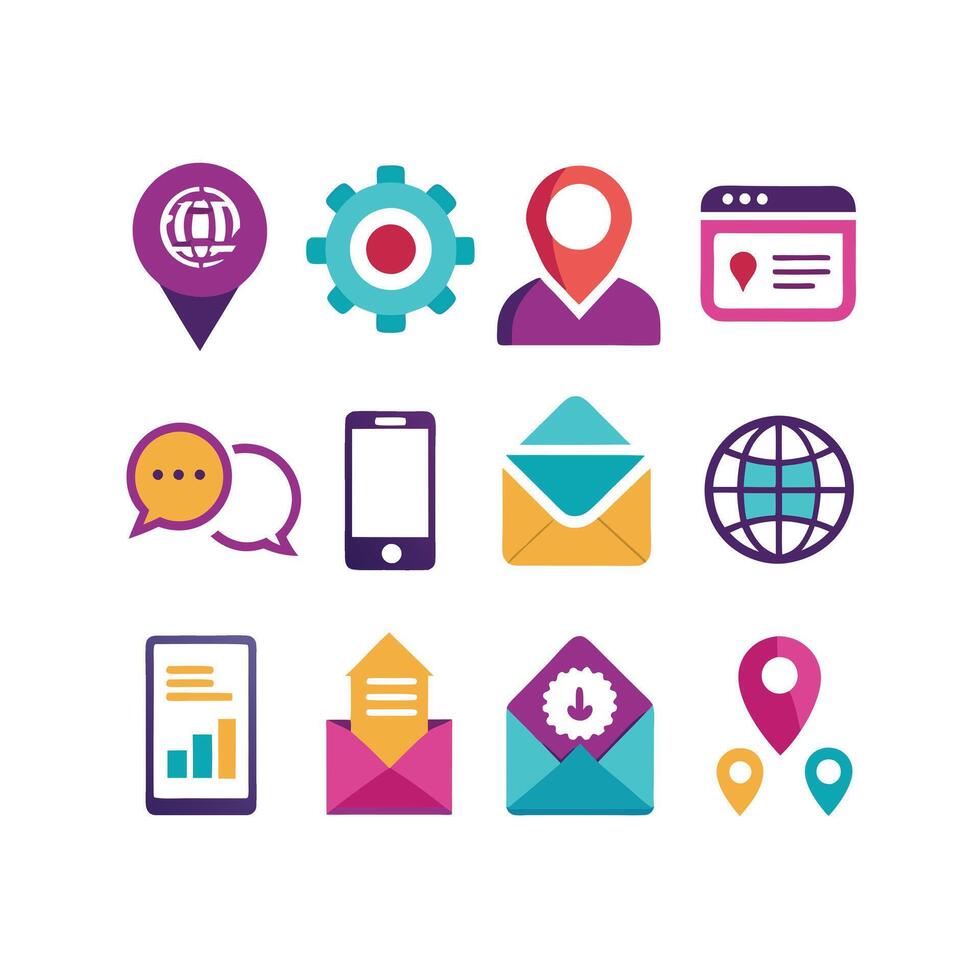 Contact Icon Set Collection Illustration vector