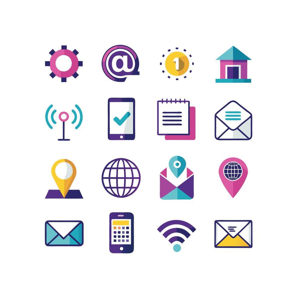 Contact Icon Set Collection Illustration vector