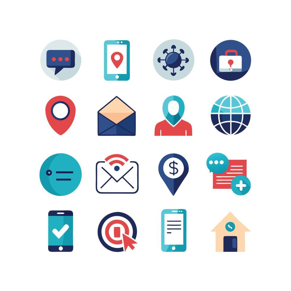 Contact Icon Set Collection Illustration vector
