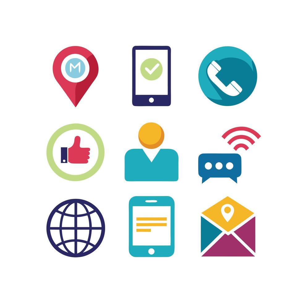 Contact Icon Set Collection Illustration vector