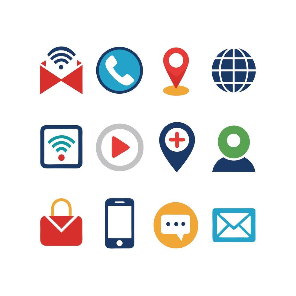 Contact Icon Set Collection Illustration vector