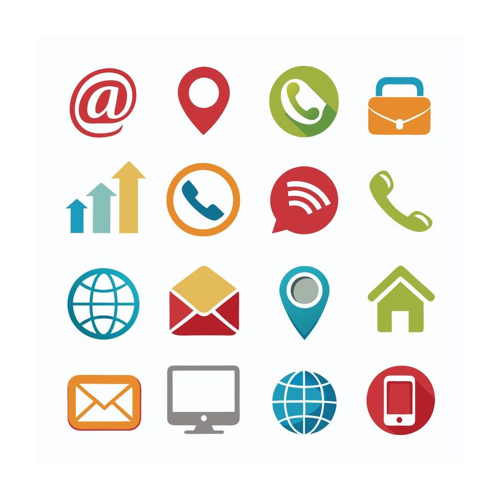 Contact Icon Set Collection Illustration vector