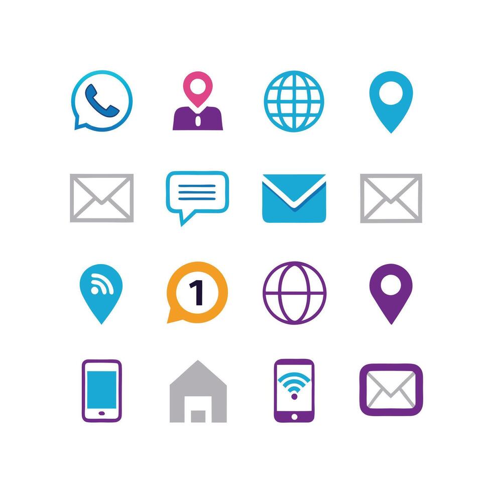 Contact Icon Set Collection Illustration vector