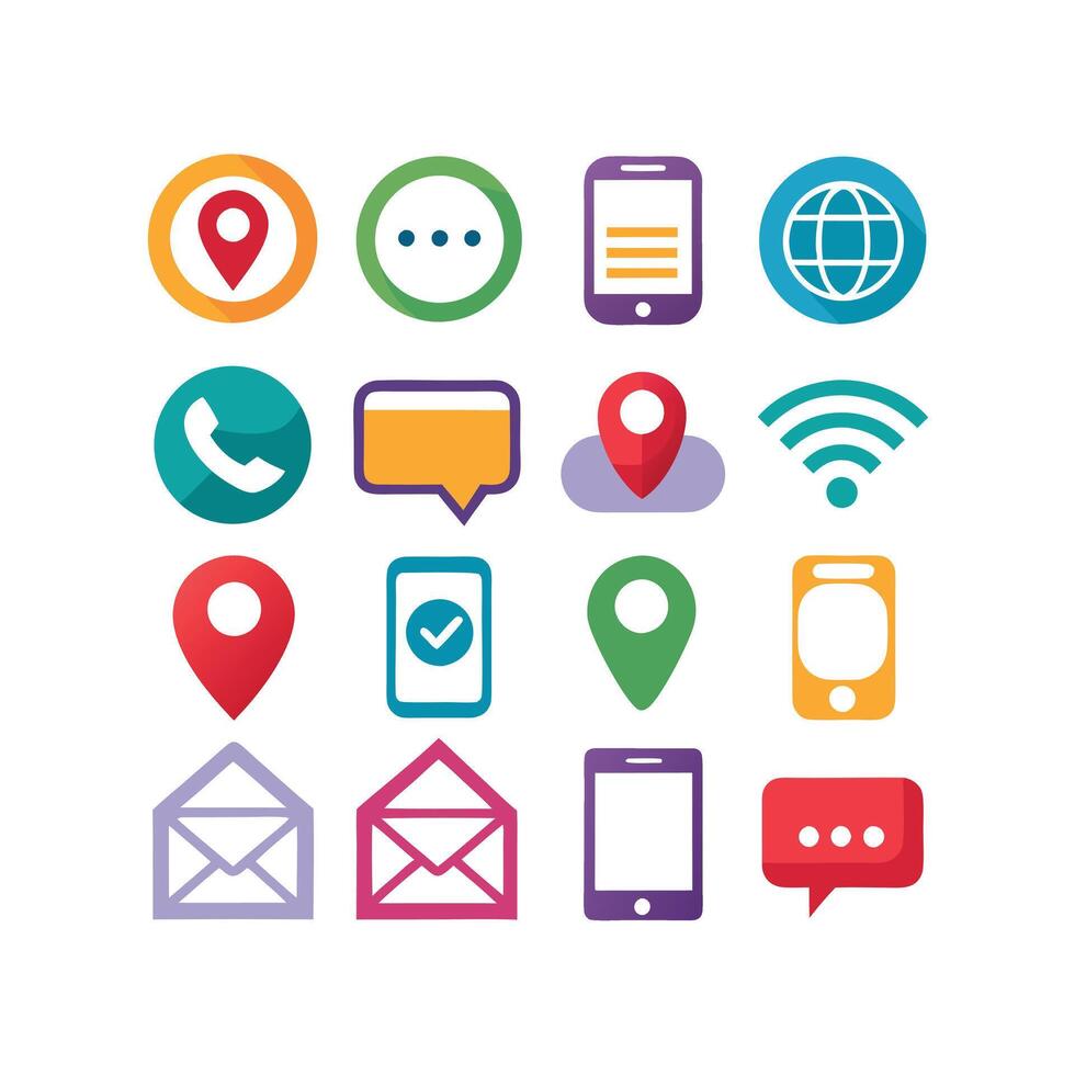 Contact Icon Set Collection Illustration vector