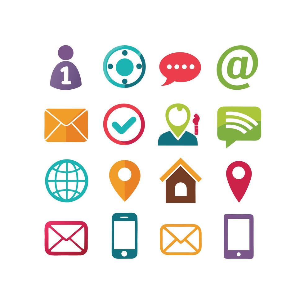 Contact Icon Set Collection Illustration vector