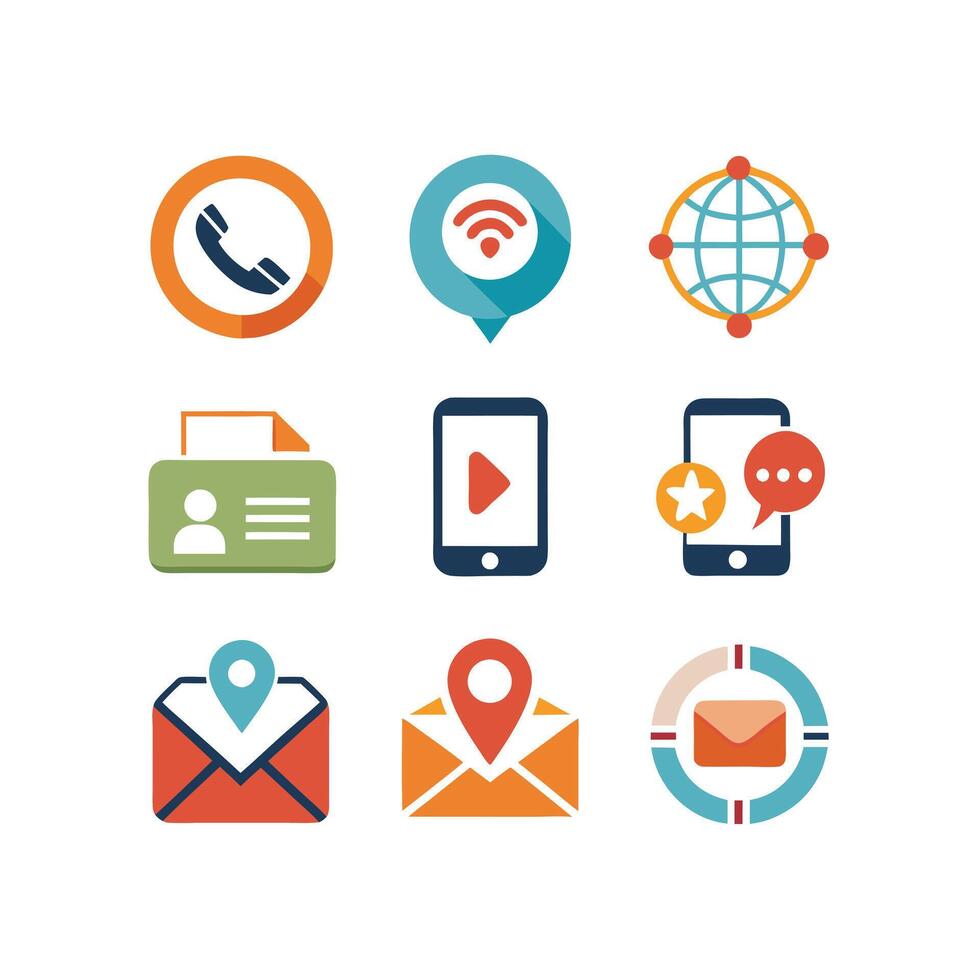 Contact Icon Set Collection Illustration vector