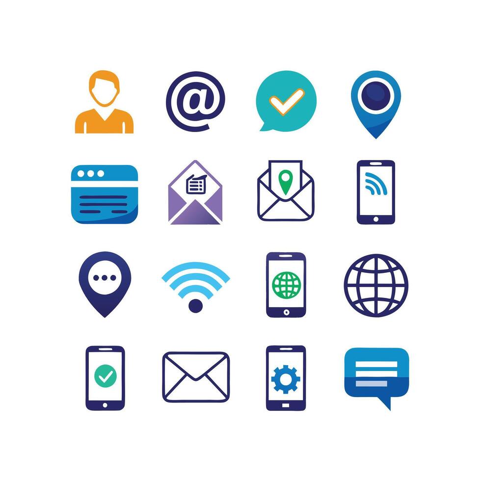 Contact Icon Set Collection Illustration vector