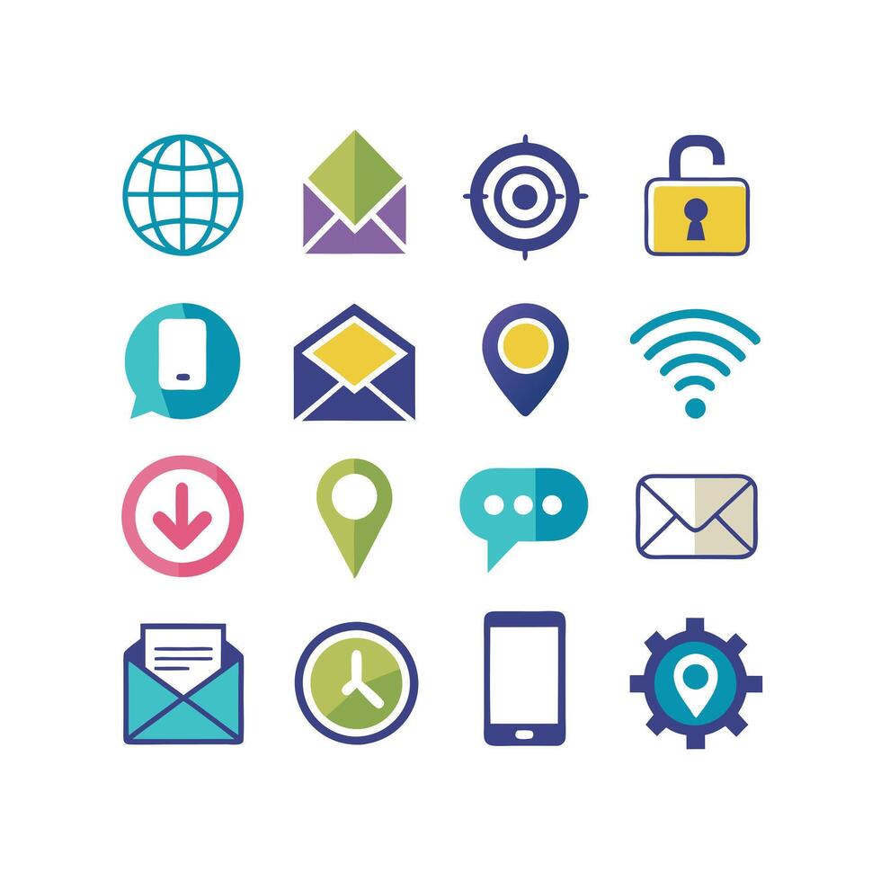 Contact Icon Set Collection Illustration vector