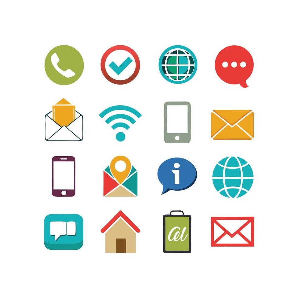 Contact Icon Set Collection Illustration vector