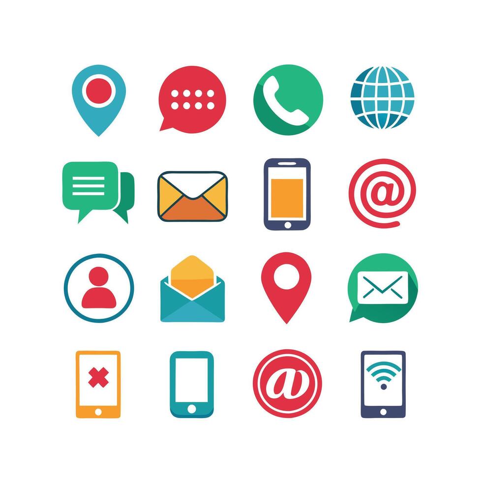Contact Icon Set Collection Illustration vector