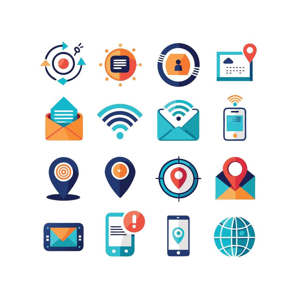 Contact Icon Set Collection Illustration vector