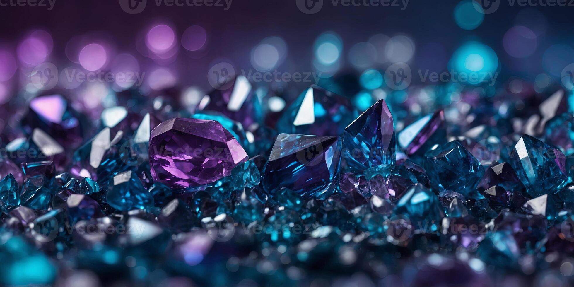 Unique Fancy Abstract Background of Purple Crystal in Blue Background. photo