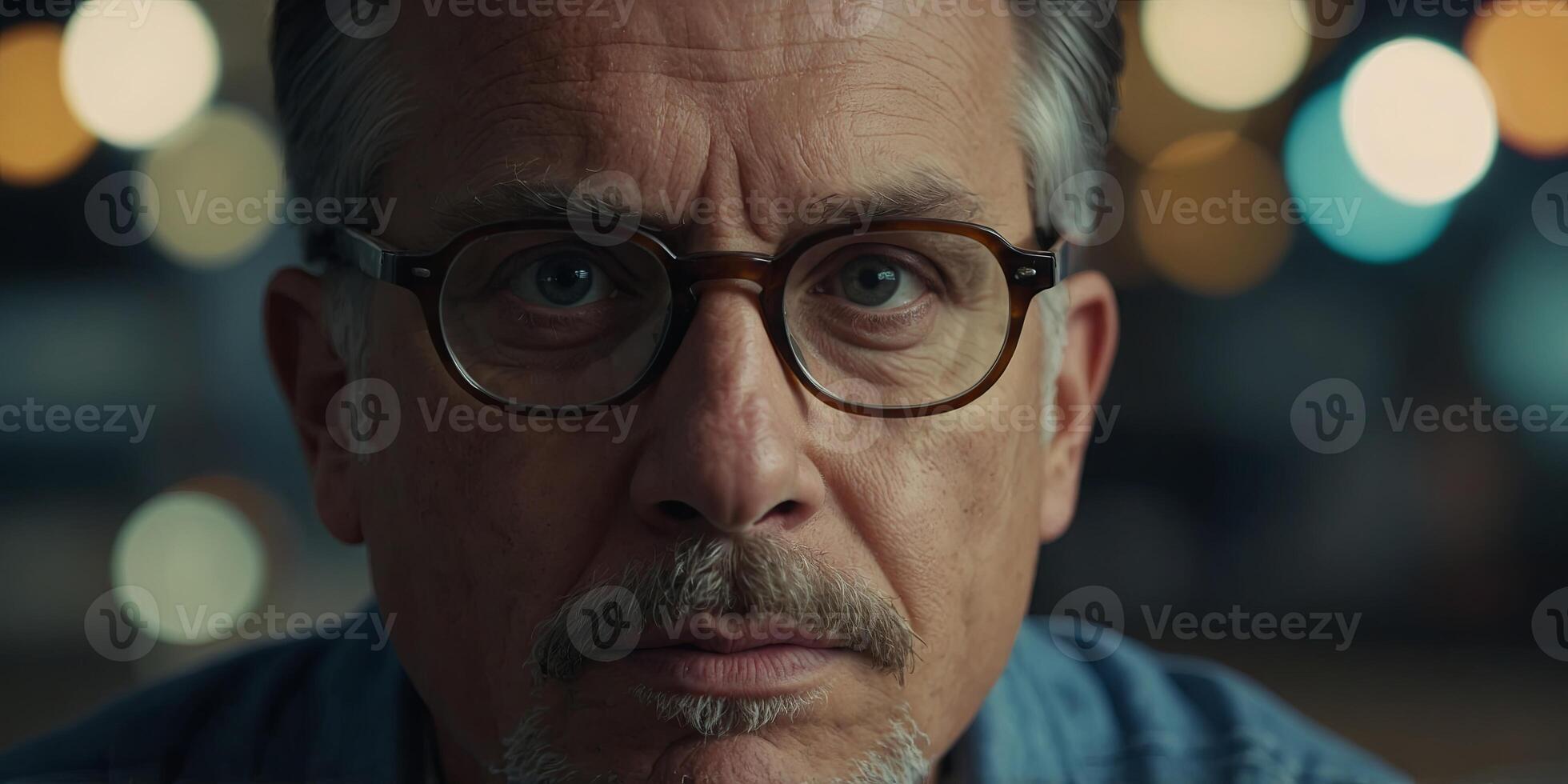 A Quizzical Expression Captured Through Oversized Glasses - The Curiosity of a Man Magnified. photo
