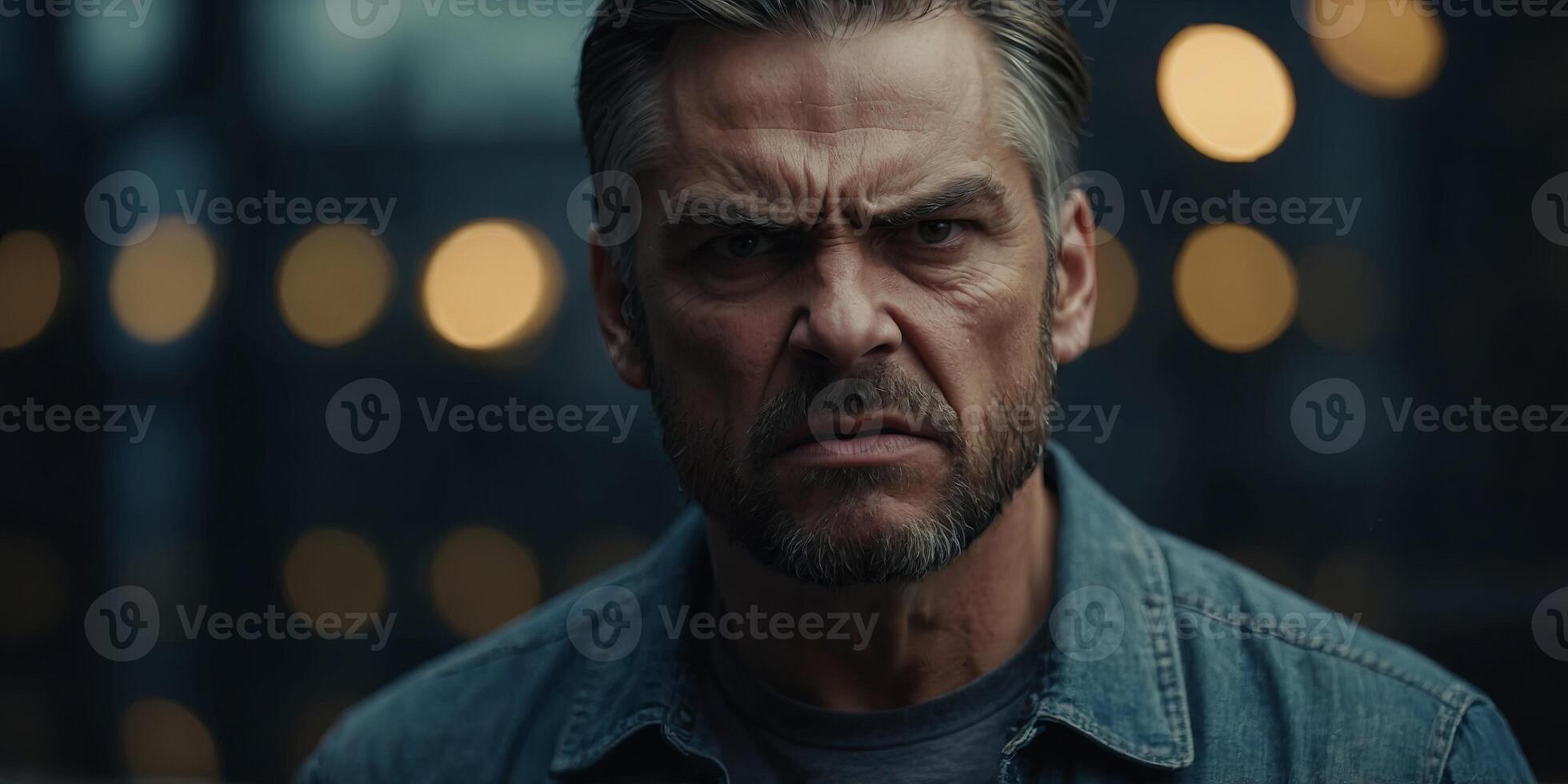 A man with a angry expression on his face. photo