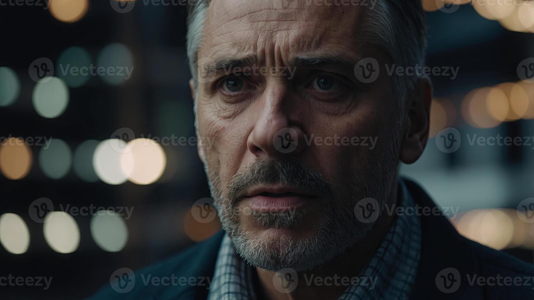A man with a worried expression on his face. photo