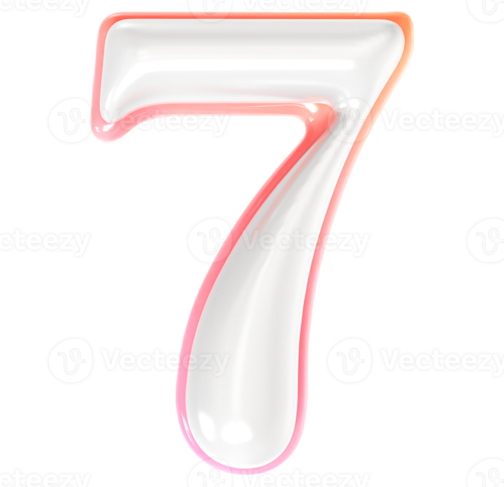 7 Number 3D Render png