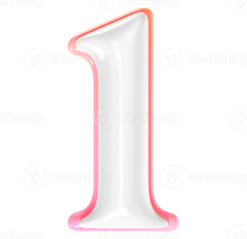 1 Number 3D Render png