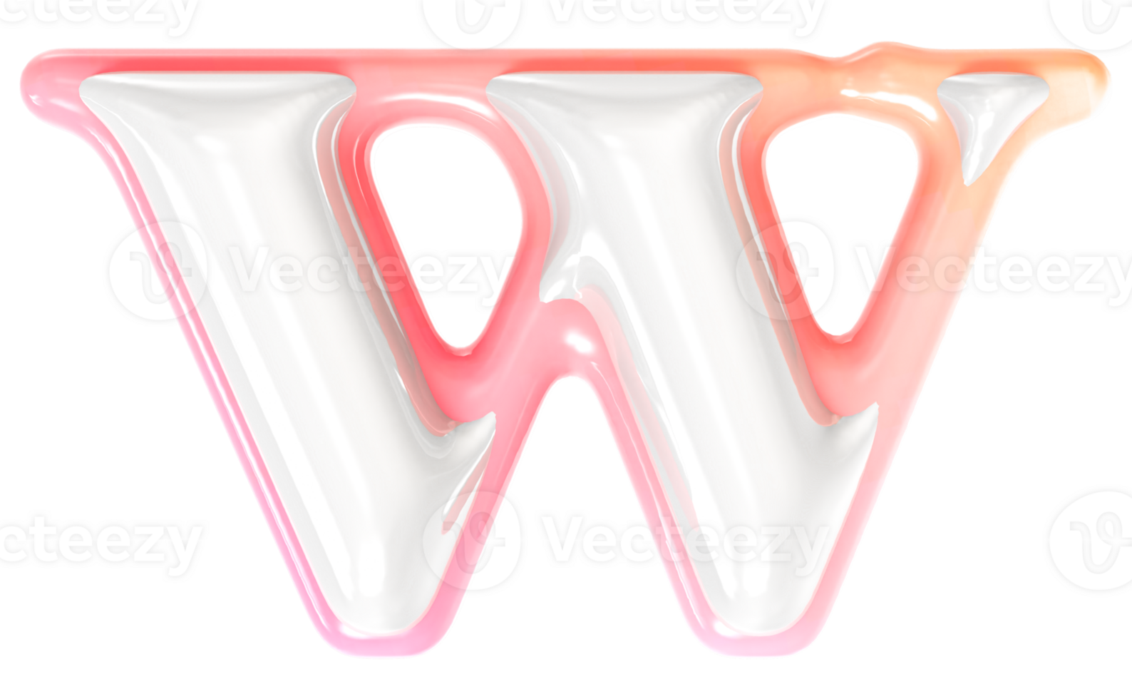 w Font 3D Rendering png
