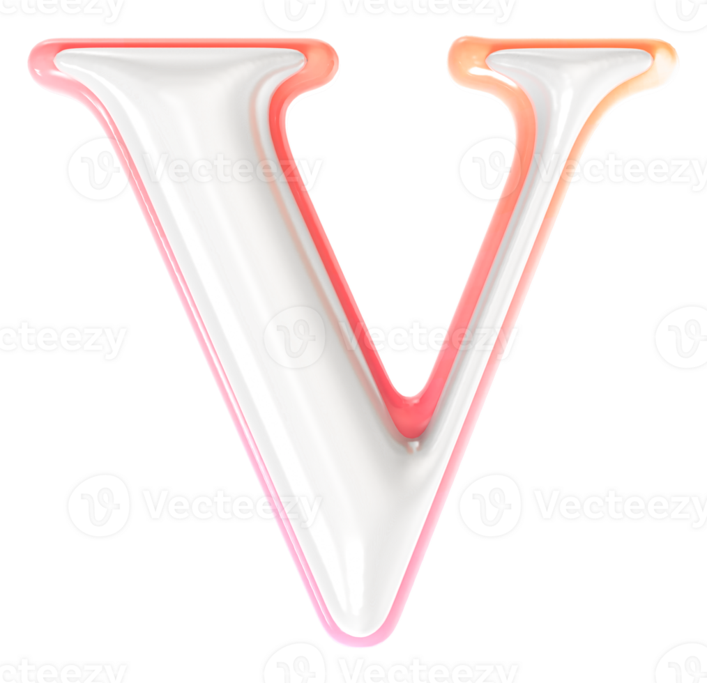 V Font 3D Render png