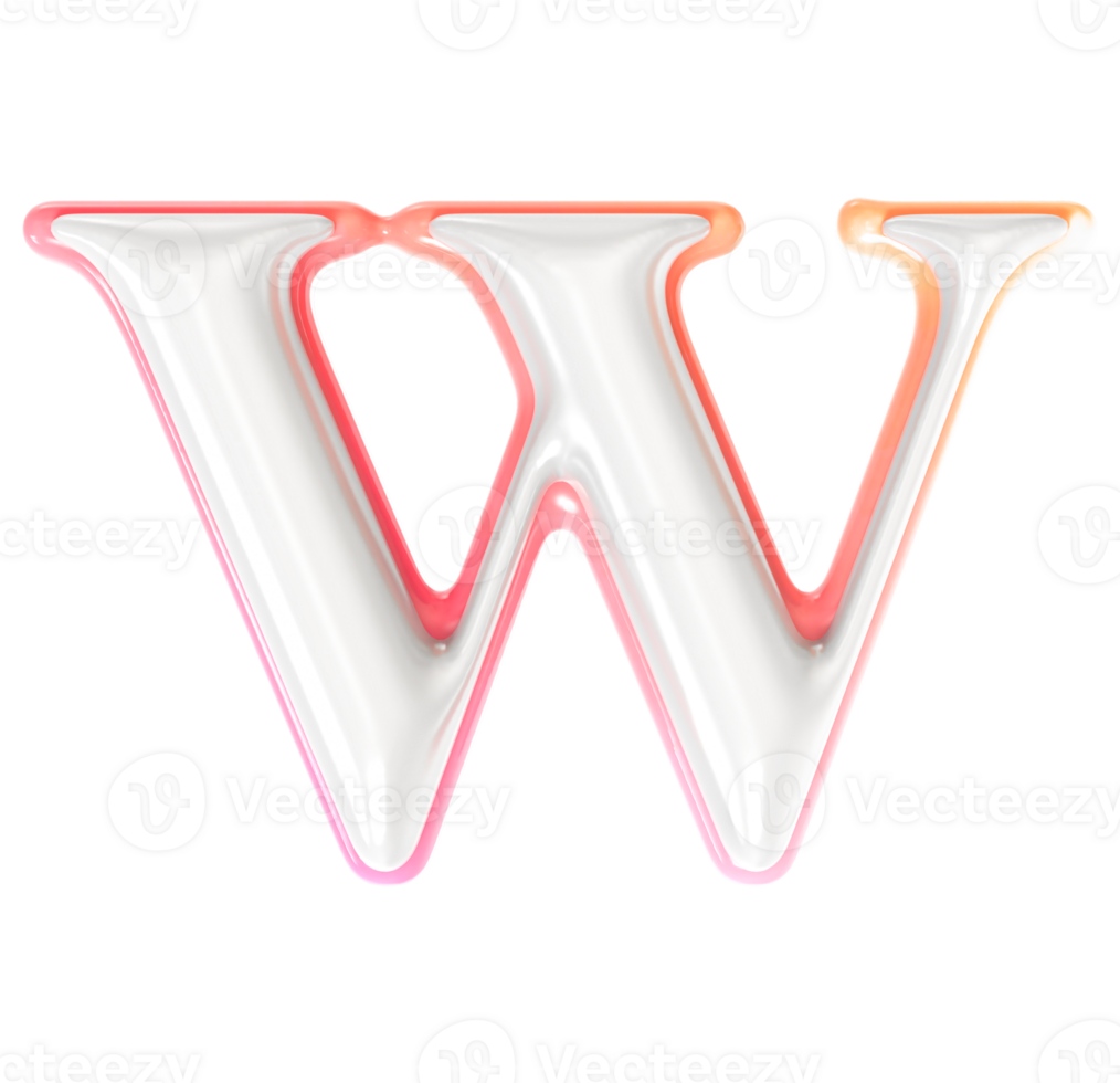 W Font 3D Render png