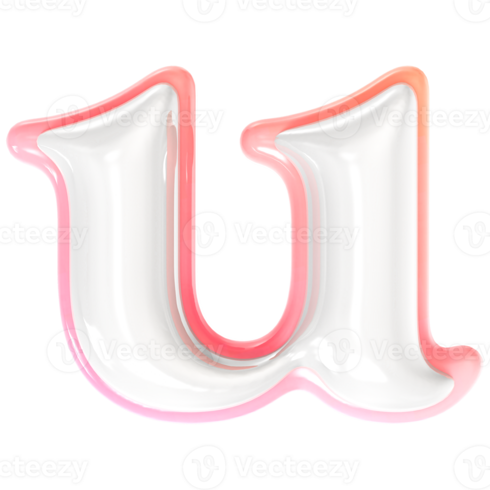 u Font 3D Rendering png