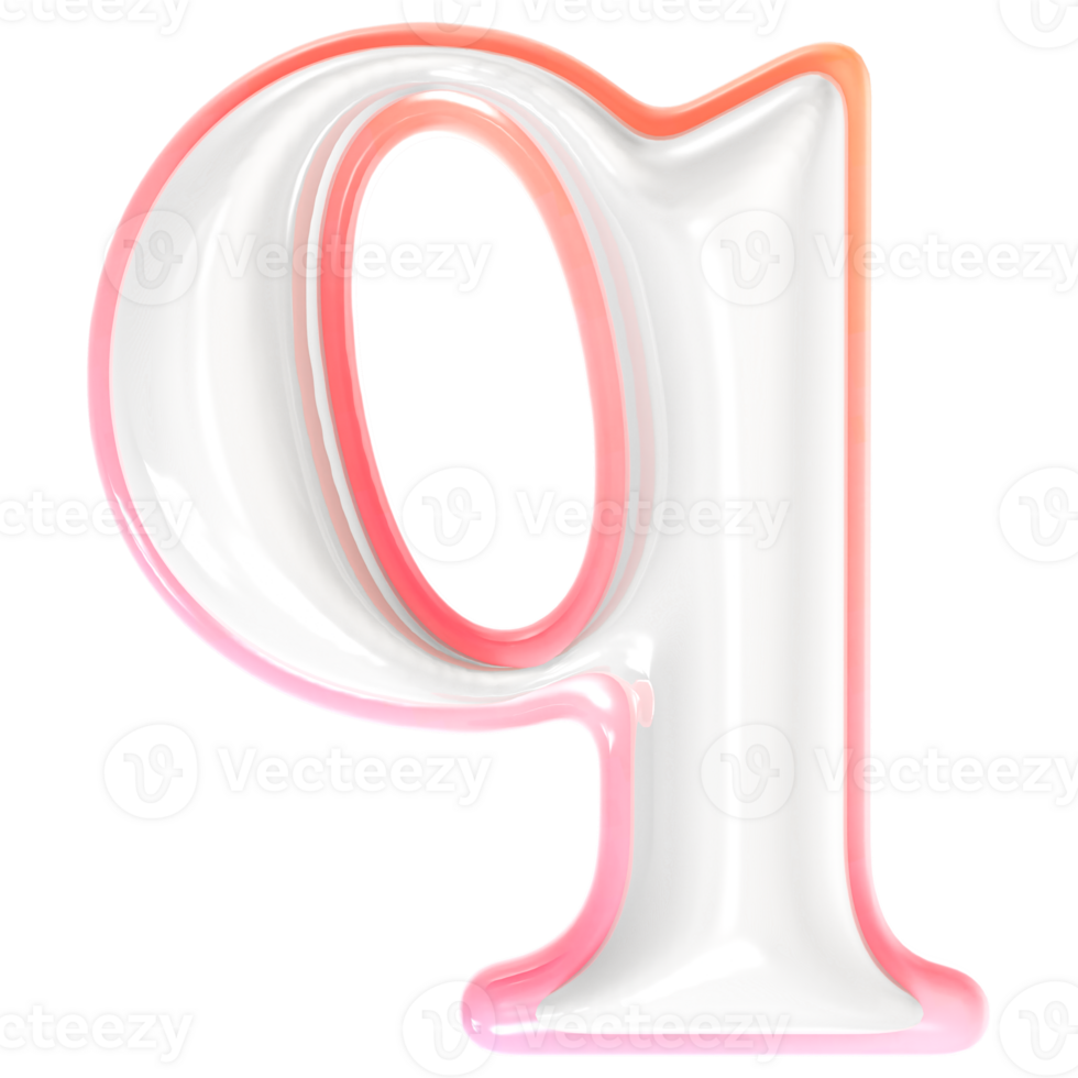 q Font 3D Rendering png