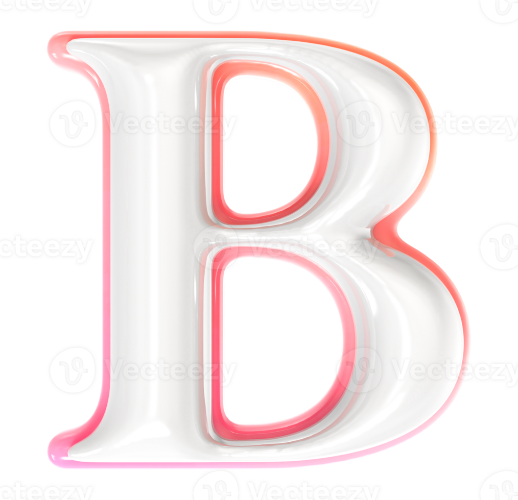 B Font 3D Render png