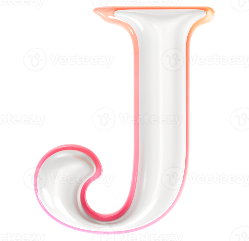 J Font 3D Render png