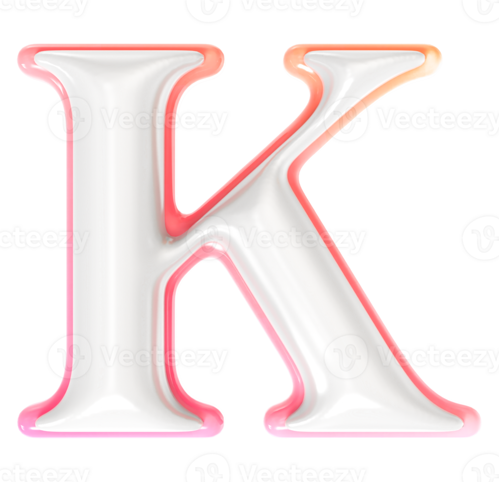 K Font 3D Render png