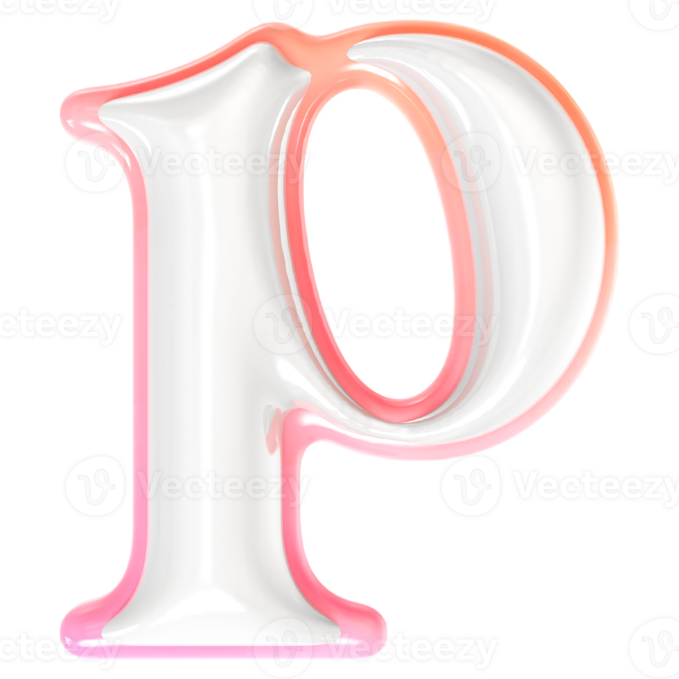 p Font 3D Rendering png