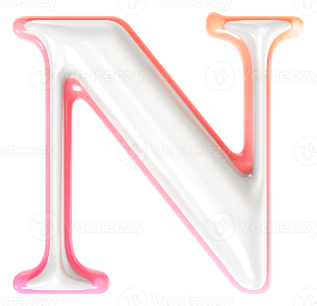 N Font 3D Render png