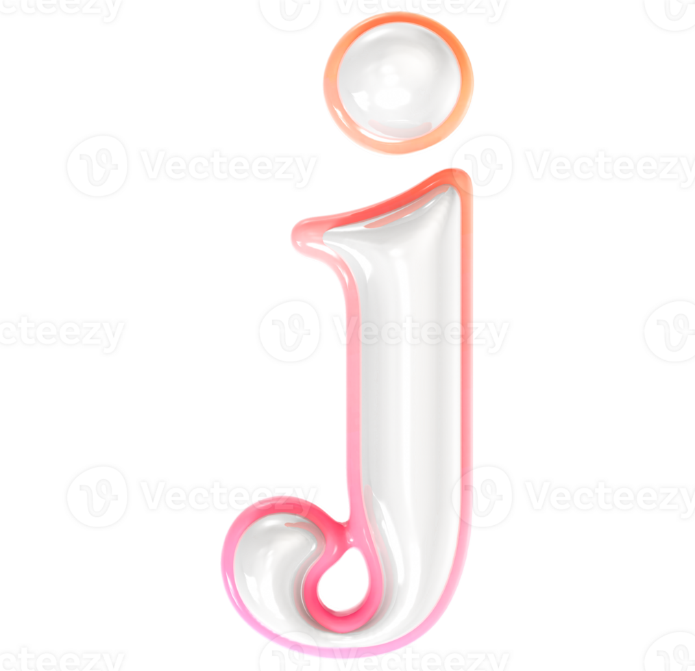 j Font 3D Rendering png