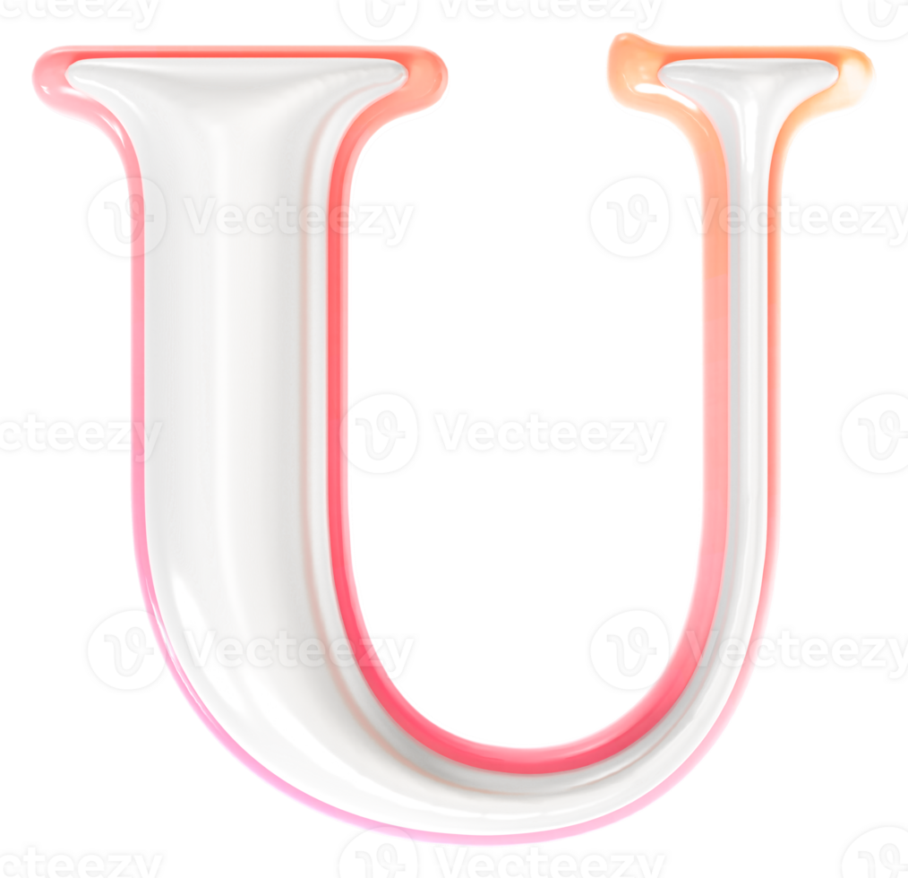U Font 3D Render png