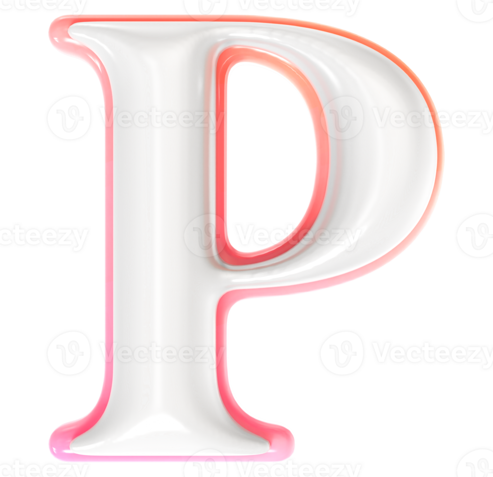 P Font 3D Render png