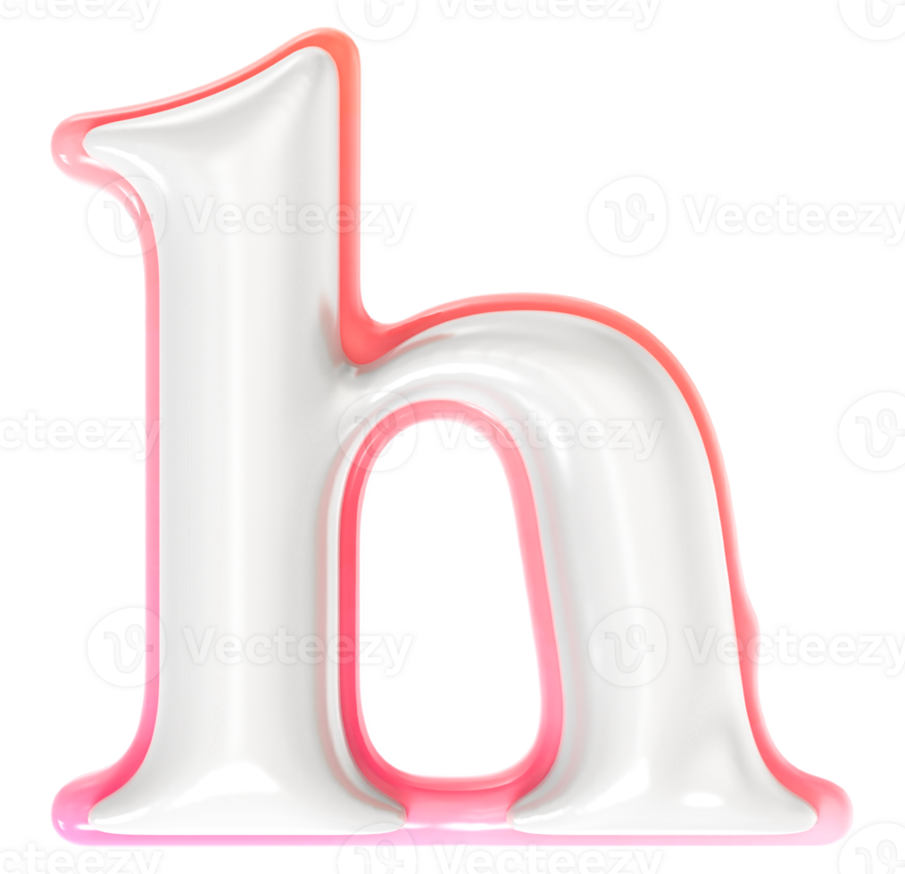 h Font 3D Rendering png