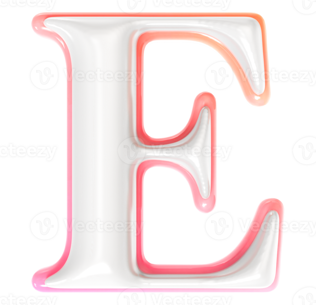 E Font 3D Render png