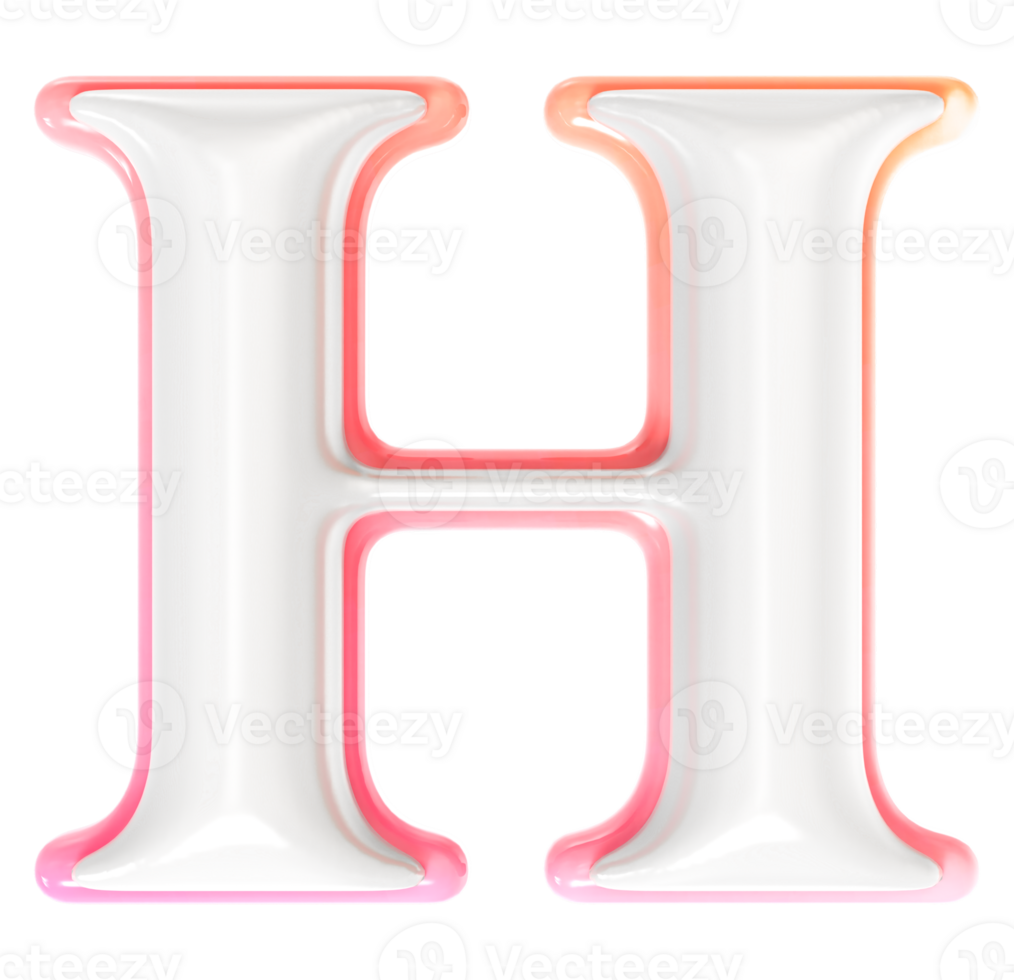 H Font 3D Render png