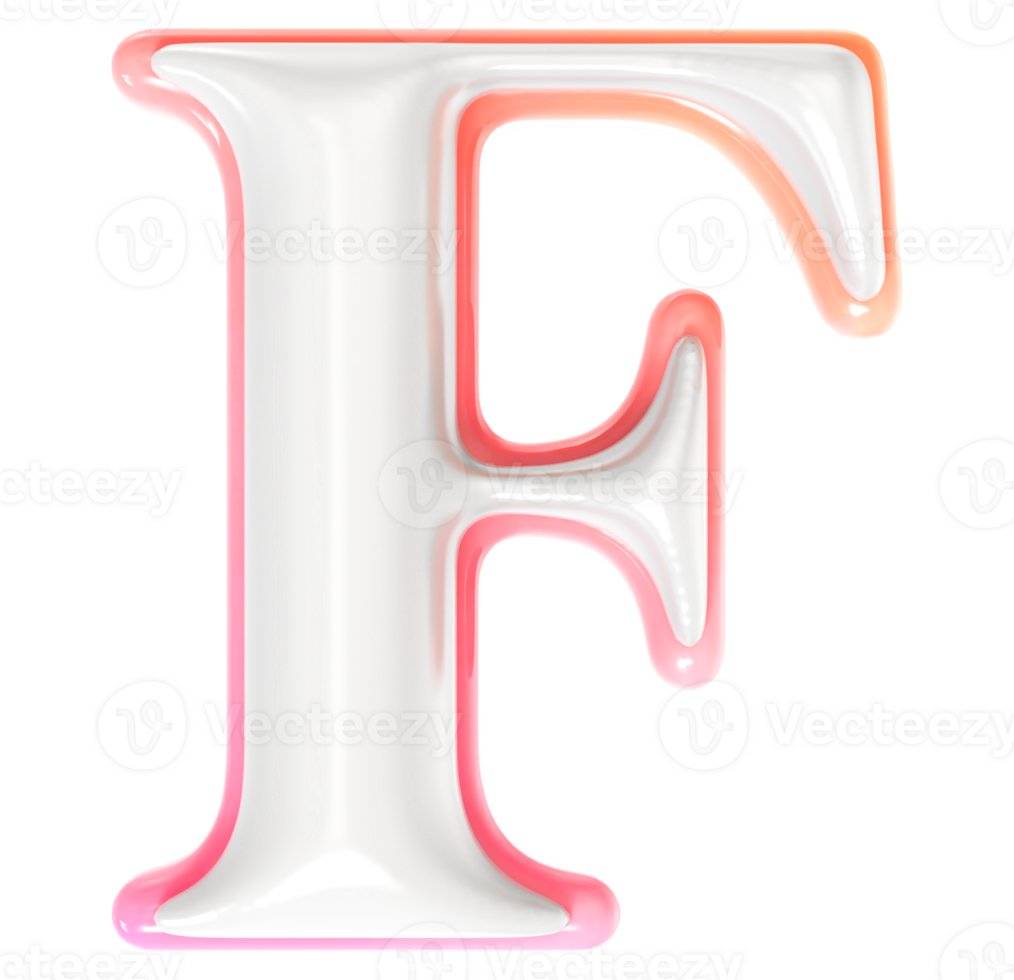F Font 3D Render png
