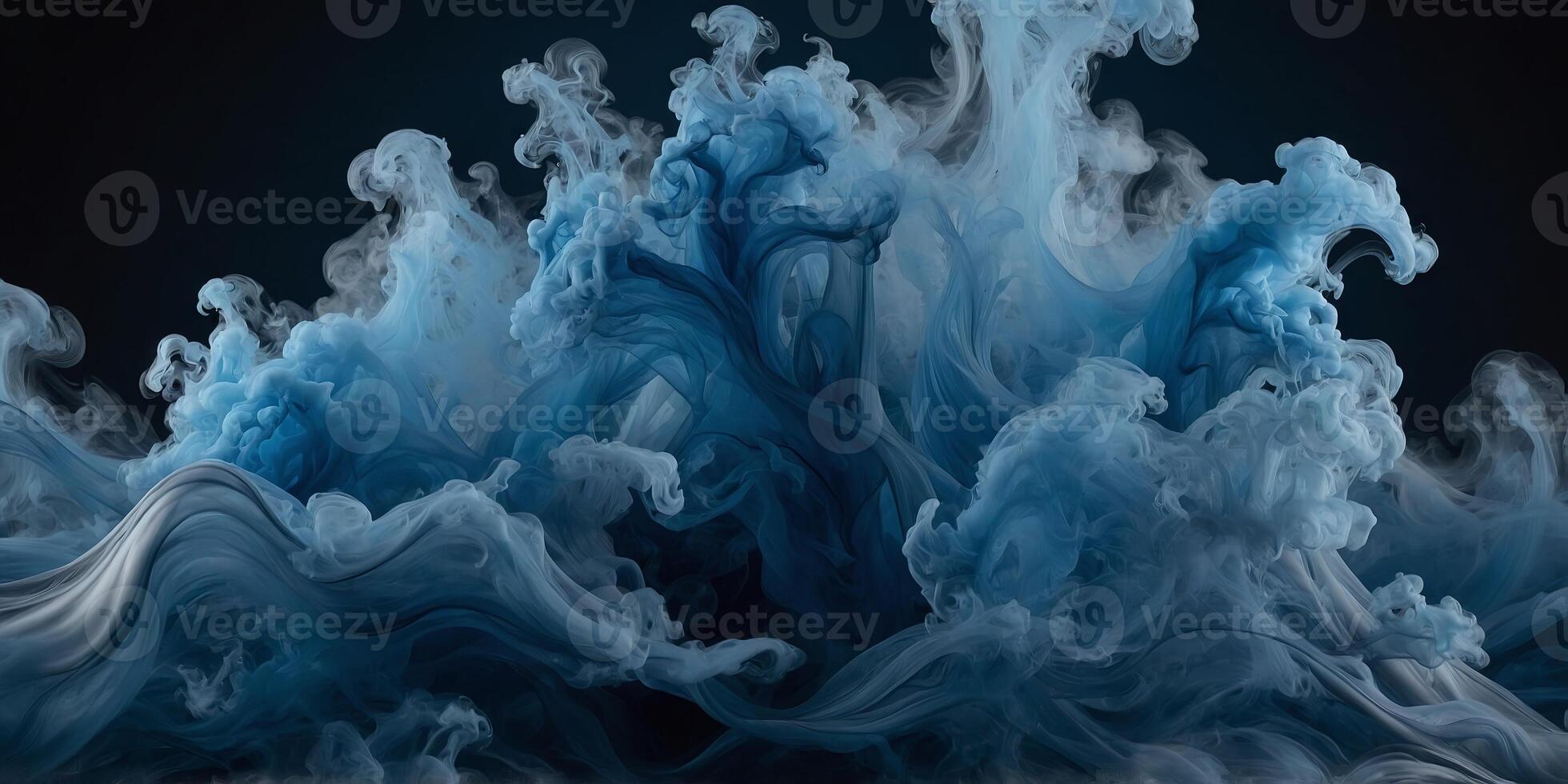 Abstract blue background with waves of liquid smoke, beautiful in the style of unknown artist. photo