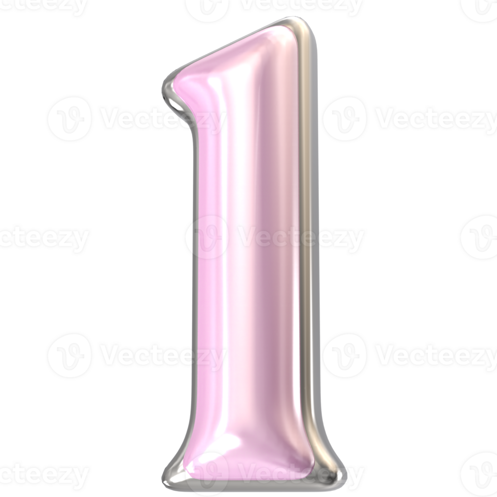 1 Number 3D Render png