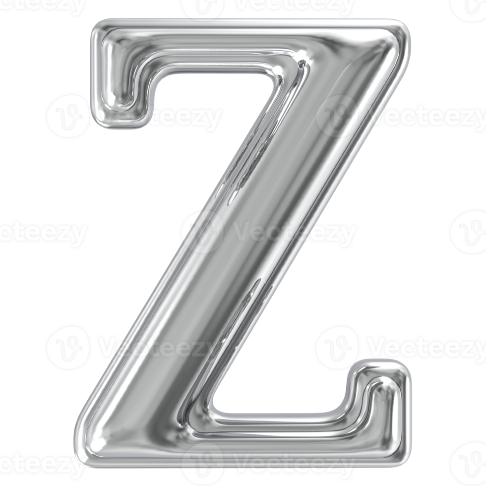 Silver Font Z 3D Render png