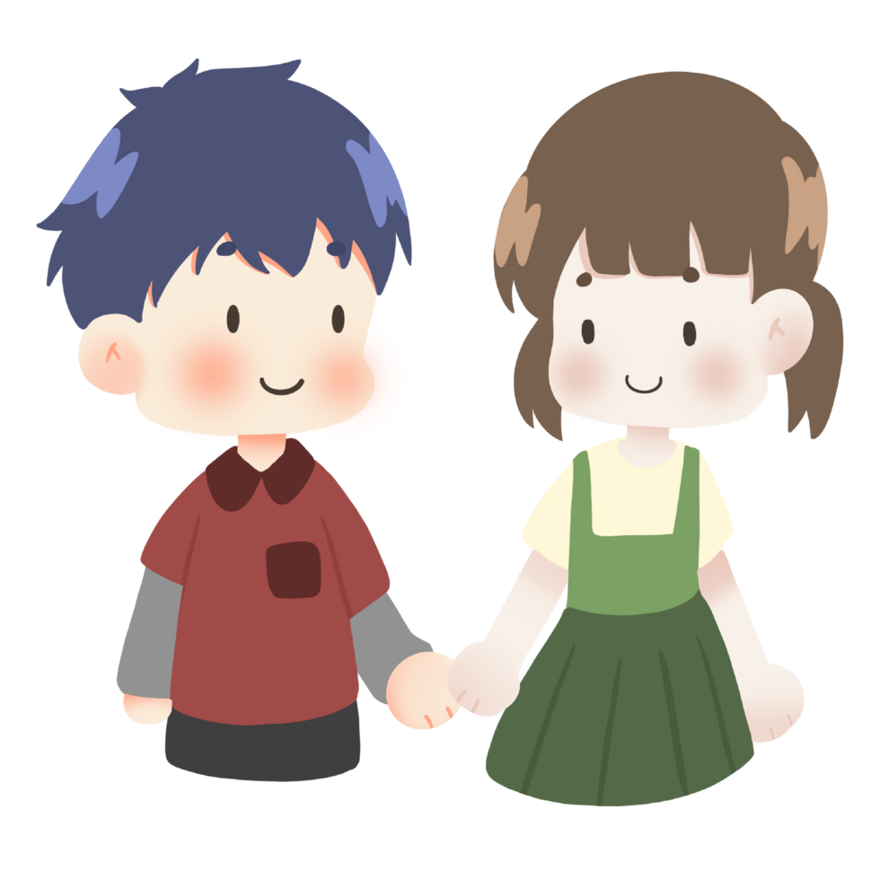 cartoon boy and girl holding hands png